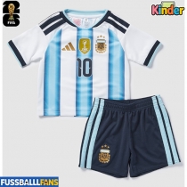 Argentinien Lionel Messi #10 Heimtrikotsatz Kinder EM 2024 Kurzarm (+ Kurze Hosen)